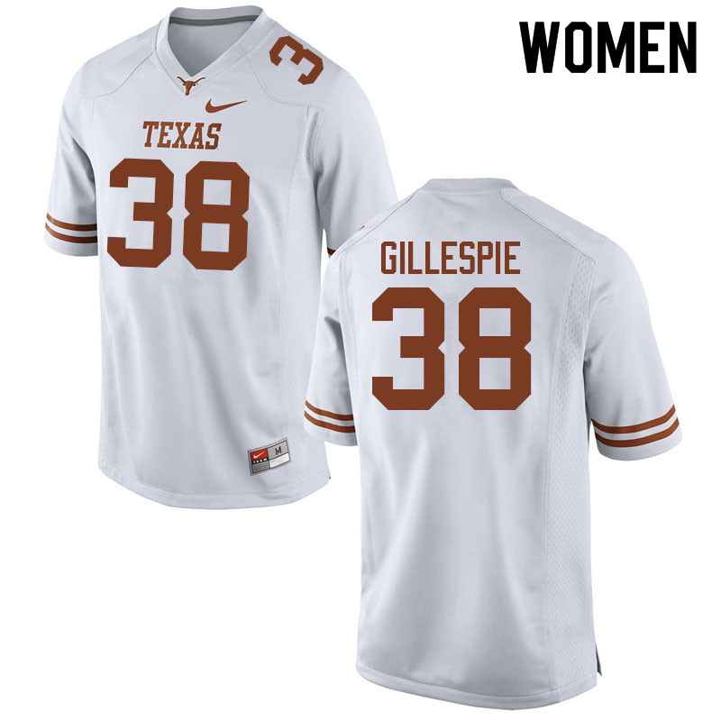 Women #38 Graham Gillespie Texas Longhorns College Football Jerseys Sale-White